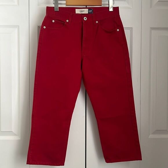 Gap Red High Rise Capris Size 6 - Picture 1 of 7